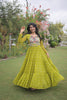 Awesome Parrot Green Faux Georgette Bandhani Printed Designer Gown for Navratri