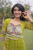 Awesome Parrot Green Faux Georgette Bandhani Printed Designer Gown for Navratri