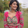 Gorgeous Rani Pink Faux Georgette Bandhani Printed Designer Gown for Navratri