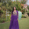 Stylish Purple Faux Georgette Bandhani Printed Designer Gown for Navratri