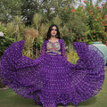 Stylish Purple Faux Georgette Bandhani Printed Designer Gown for Navratri