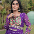 Stylish Purple Faux Georgette Bandhani Printed Designer Gown for Navratri