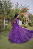 Stylish Purple Faux Georgette Bandhani Printed Designer Gown for Navratri