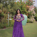 Stylish Purple Faux Georgette Bandhani Printed Designer Gown for Navratri