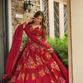 Stylish Red French Crepe Digital Printed Designer Lehenga Choli Set with Dupatta