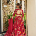 Stylish Red French Crepe Digital Printed Designer Lehenga Choli Set with Dupatta