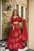 Stylish Red French Crepe Digital Printed Designer Lehenga Choli Set with Dupatta