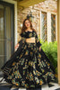Awesome Black French Crepe Digital Printed Designer Lehenga Choli Set with Dupatta