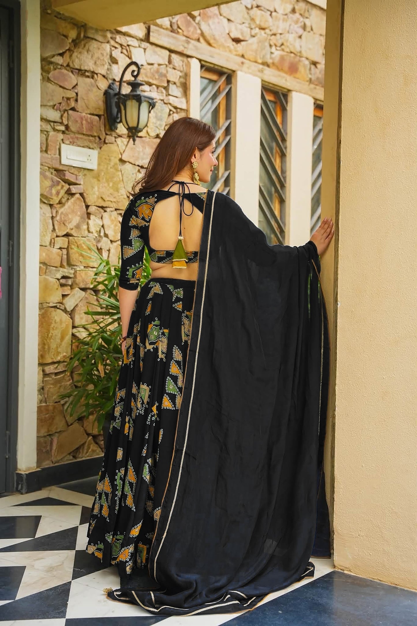 Awesome Black French Crepe Digital Printed Designer Lehenga Choli Set with Dupatta