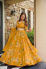 Gorgeous Mustard Yellow French Crepe Digital Printed Designer Lehenga Choli Set with Dupatta