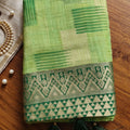 Graceful Pista Green Linen Cotton Woven Designer Saree for Women