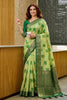 Graceful Pista Green Linen Cotton Woven Designer Saree for Women