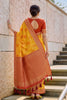 Elegant Mustard Yellow Linen Cotton Woven Designer Saree for Women