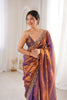Stunning Purple Designer Saree Beads Embroidery Work Women