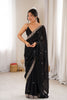 Premium Black Fendy Satin Saree Beads Embroidery Work for Women