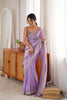 Vibrant Lavender Fendy Satin Saree Beads Embroidery Work for Women