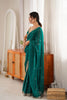 Graceful Teal Green Fendy Satin Saree Beads Embroidery Work for Women