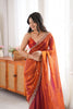 Stunning Orange Fendy Satin Saree Beads Embroidery Work for Women