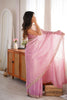 Beautiful Pink Fendy Satin Saree Beads Embroidery Work for Women