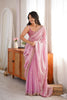 Beautiful Pink Fendy Satin Saree Beads Embroidery Work for Women