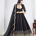 Elegant Black Art Silk Designer Lehenga Choli Set with Embroidery Work and Dupatta for Wedding