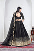 Elegant Black Art Silk Designer Lehenga Choli Set with Embroidery Work and Dupatta for Wedding