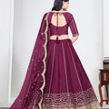 Stylish Wine Art Silk Designer Lehenga Choli Set with Embroidery Work and Dupatta for Wedding