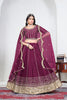 Stylish Wine Art Silk Designer Lehenga Choli Set with Embroidery Work and Dupatta for Wedding