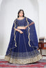 Awesome Navy Blue Art Silk Designer Lehenga Choli Set with Embroidery Work and Dupatta for Wedding