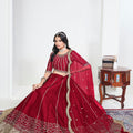 Wonderful Red Art Silk Designer Lehenga Choli Set with Embroidery Work and Dupatta for Wedding