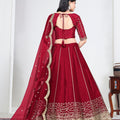 Wonderful Red Art Silk Designer Lehenga Choli Set with Embroidery Work and Dupatta for Wedding