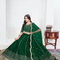 Refreshing Green Art Silk Designer Lehenga Choli Set with Embroidery Work and Dupatta for Wedding