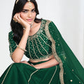 Refreshing Green Art Silk Designer Lehenga Choli Set with Embroidery Work and Dupatta for Wedding