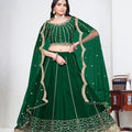 Refreshing Green Art Silk Designer Lehenga Choli Set with Embroidery Work and Dupatta for Wedding