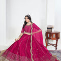 Lovely Rani Pink Art Silk Designer Lehenga Choli Set with Embroidery Work and Dupatta for Wedding