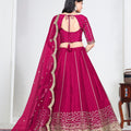 Lovely Rani Pink Art Silk Designer Lehenga Choli Set with Embroidery Work and Dupatta for Wedding