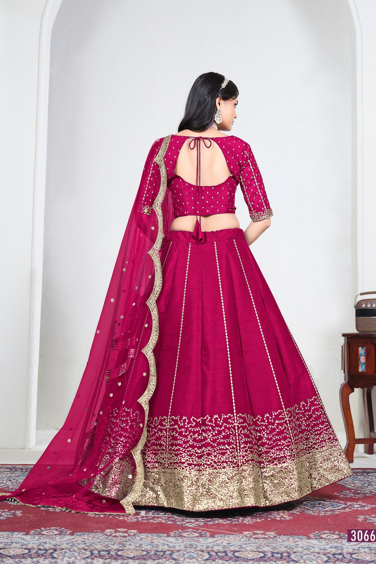 Lovely Rani Pink Art Silk Designer Lehenga Choli Set with Embroidery Work and Dupatta for Wedding