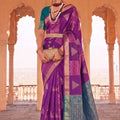 Stylish Purple Soft Silk Woven Designer Saree for Women