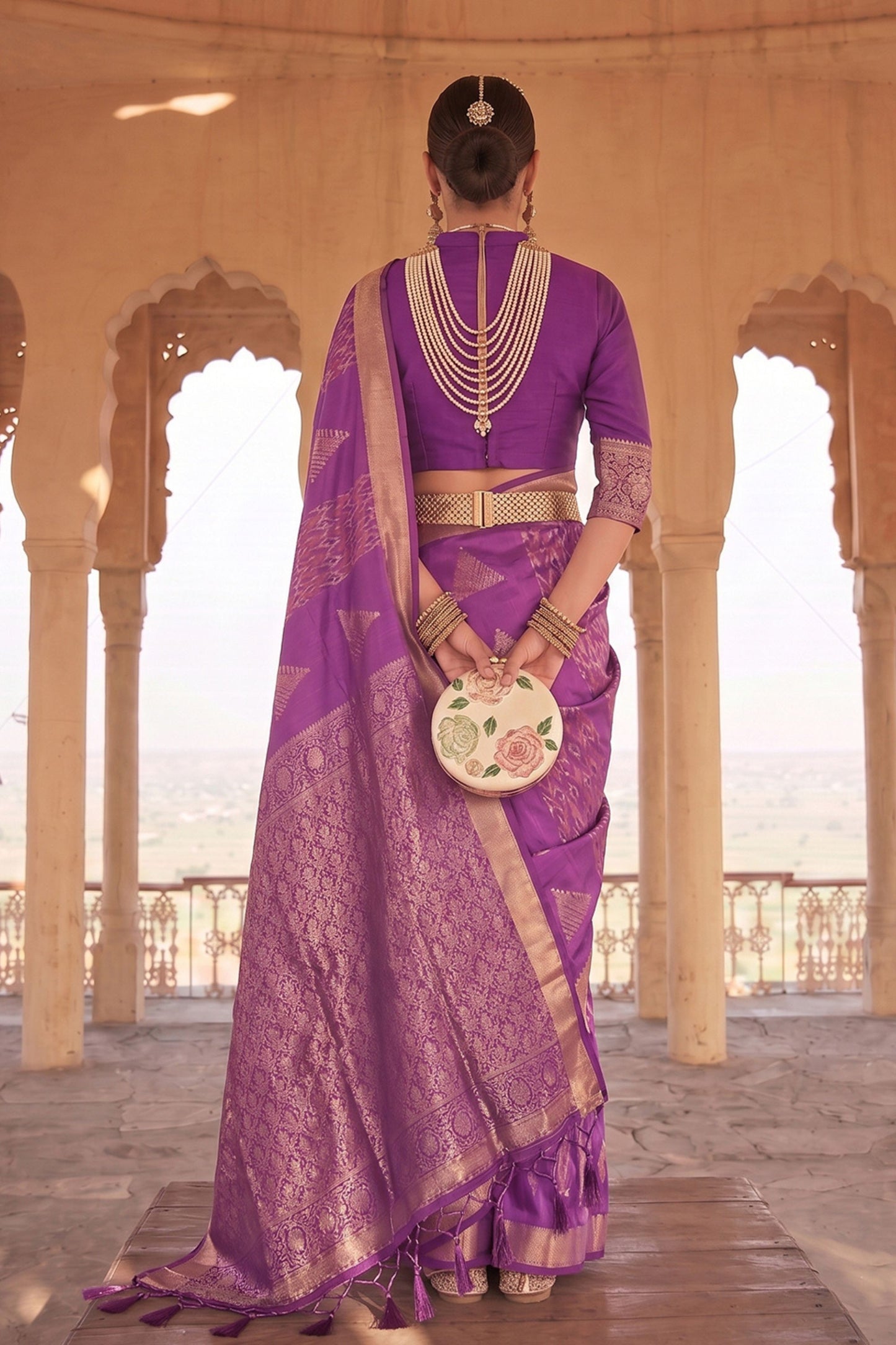 Beautiful Purple Soft Silk Woven Saree Border for Women