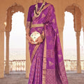 Beautiful Purple Soft Silk Woven Saree Border for Women