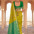Elegant Lime Green Soft Silk Woven Designer Saree for Women