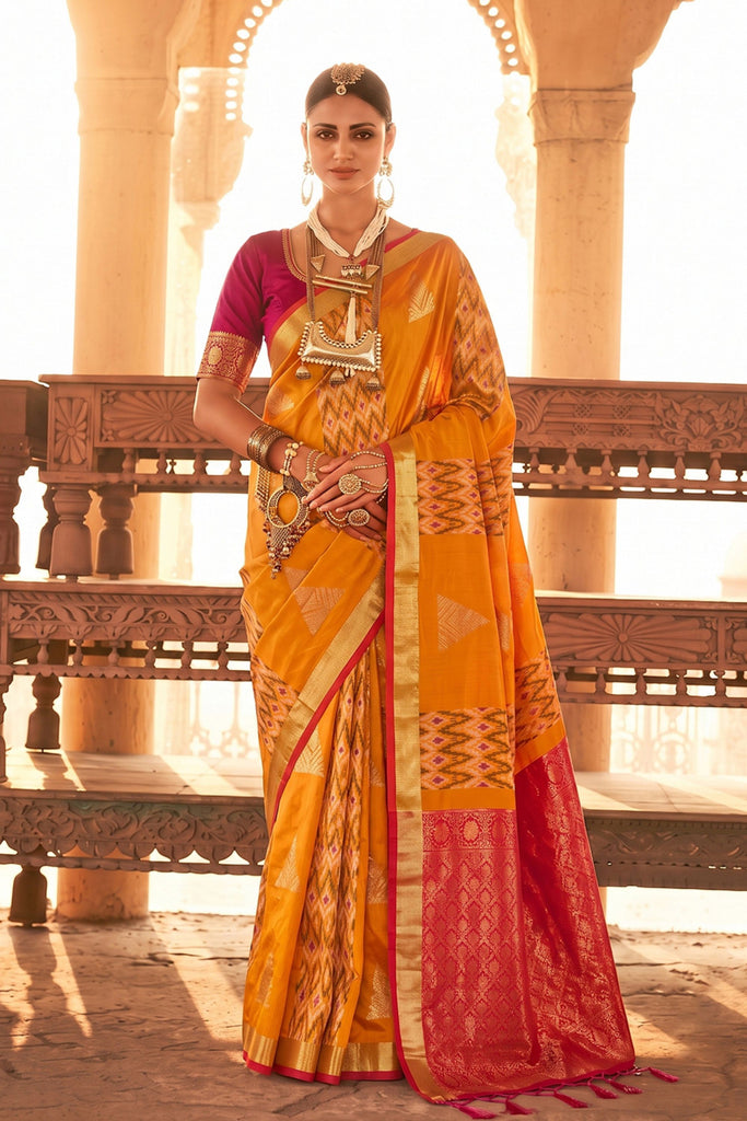 Wonderful Orange Soft Silk Woven Designer Saree for Women