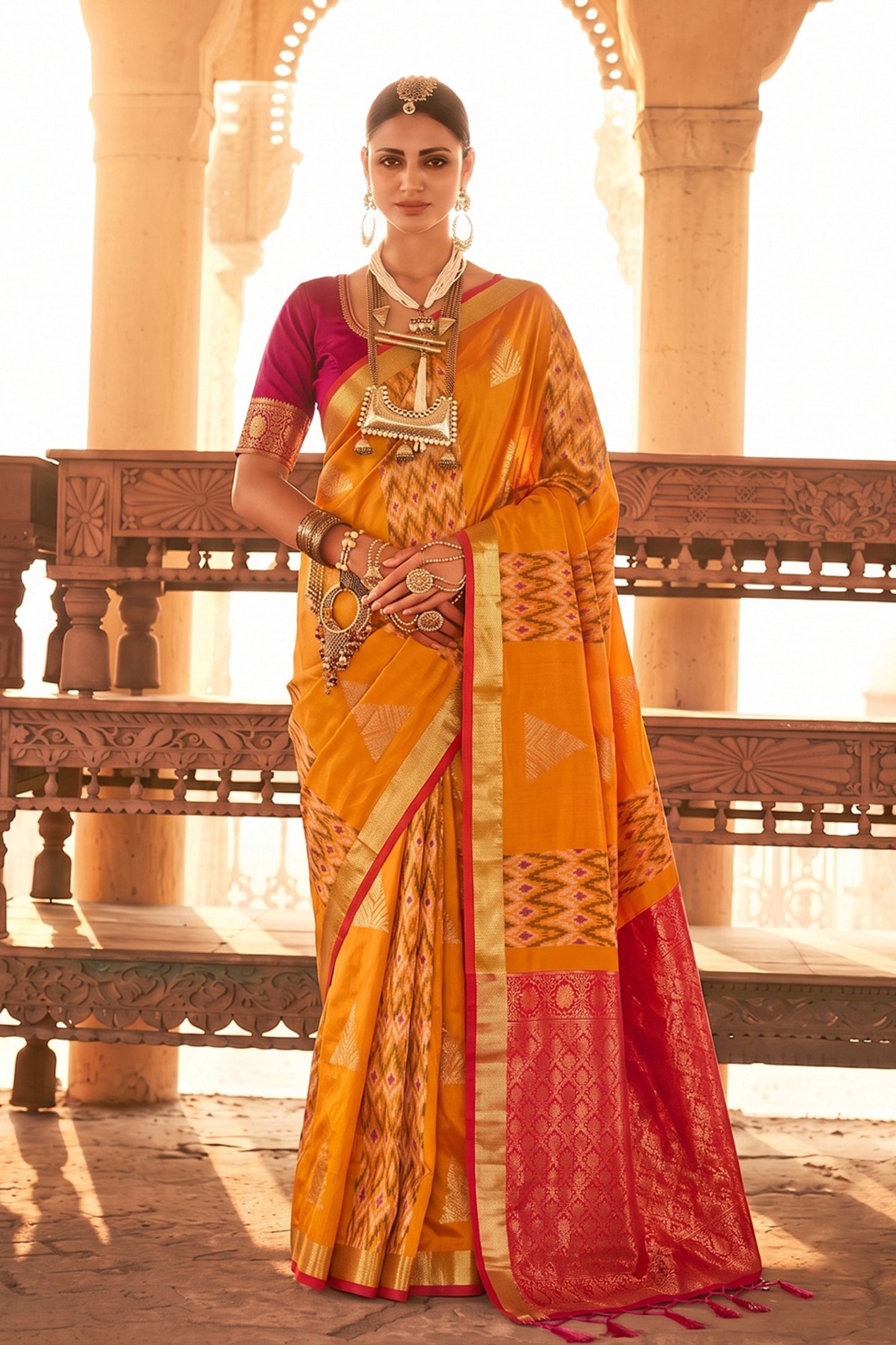 Wonderful Orange Soft Silk Woven Designer Saree for Women