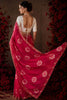 Vibrant Rani Pink Chiffon Floral Printed Saree Embroidery Work for Women