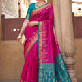 Elegant Rani Pink Soft Silk Woven Designer Saree for Women