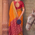 Graceful Orange Woven Designer Saree Traditional Border for Women