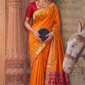 Graceful Orange Woven Designer Saree Traditional Border for Women