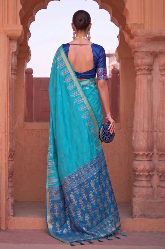 Royal Blue Soft Silk Woven Designer Saree for Women