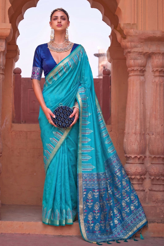 Royal Blue Soft Silk Woven Designer Saree for Women