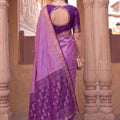 Stylish Lavender Purple Soft Silk Woven Designer Saree for Women